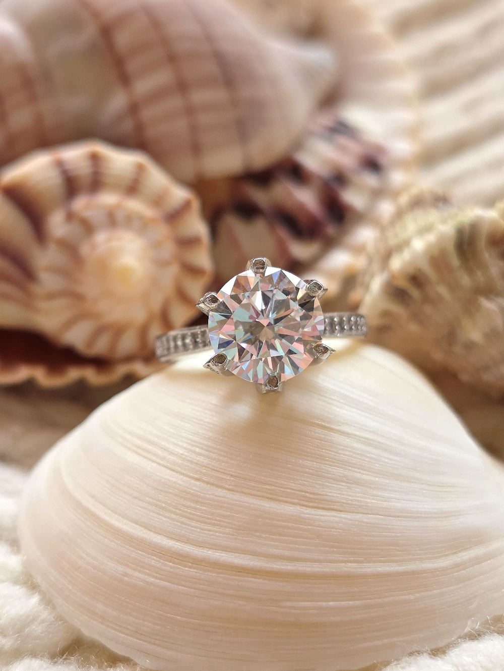🍒NEW🍒 S925 SIMULATED 6 PRONG DIAMOND RING